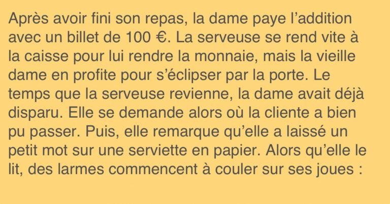 Ce que la serveuse trouva sur la table la fit pleurer. Vous devez lire son histoire!