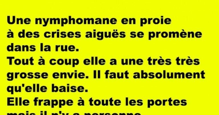 Une femme fanatique du sexe avec des crises aiguës marche dans la rue.